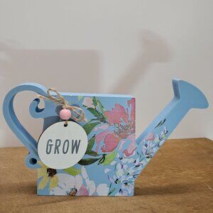 Blue Spring Watering Can Decor Grow Sign Floral Farmhouse Tiered Tray Decor